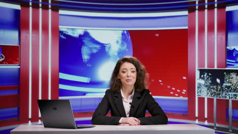 Broadcaster-presenting-world-news-on-tv